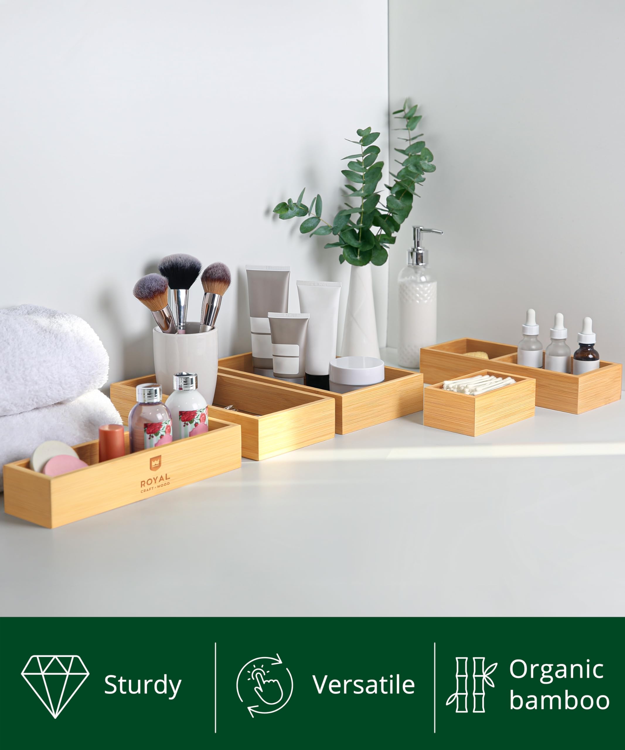 Bambus Schubladen-Organizer Set – 5-teilig für Küche & Bad