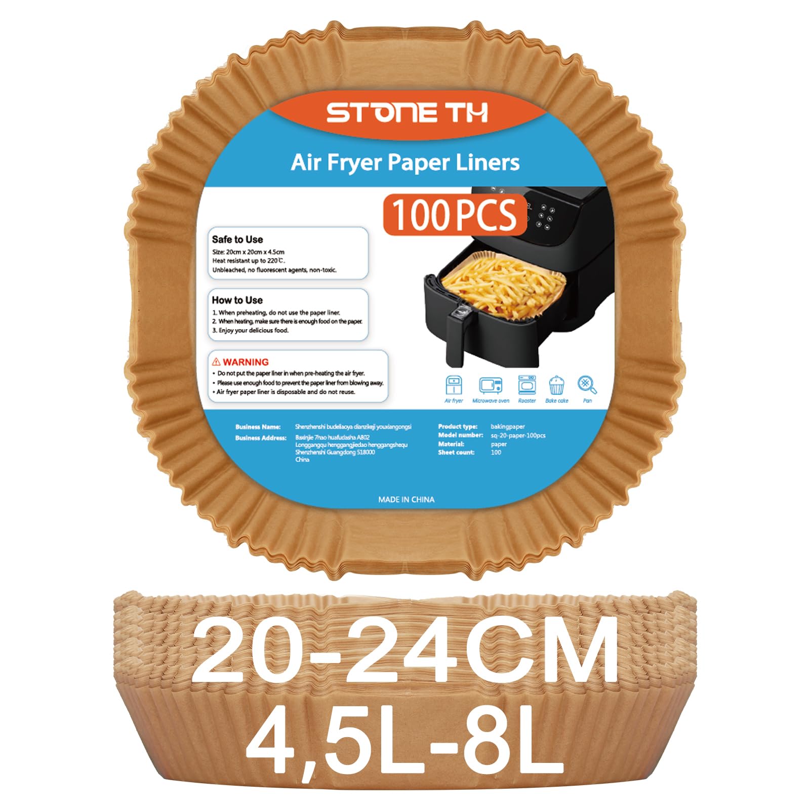 Backpapier für Heißluftfritteuse – 100 Stück, 4,5L-8L