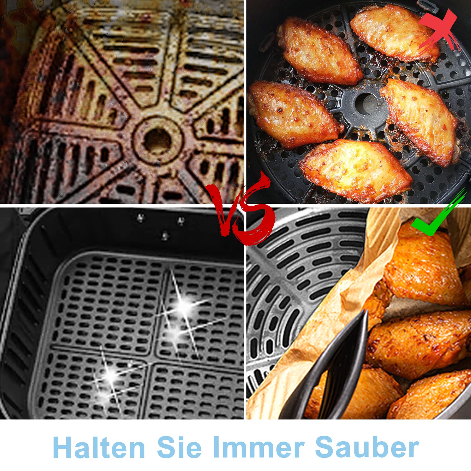 Backpapier für Heißluftfritteuse – 100 Stück, 4,5L-8L