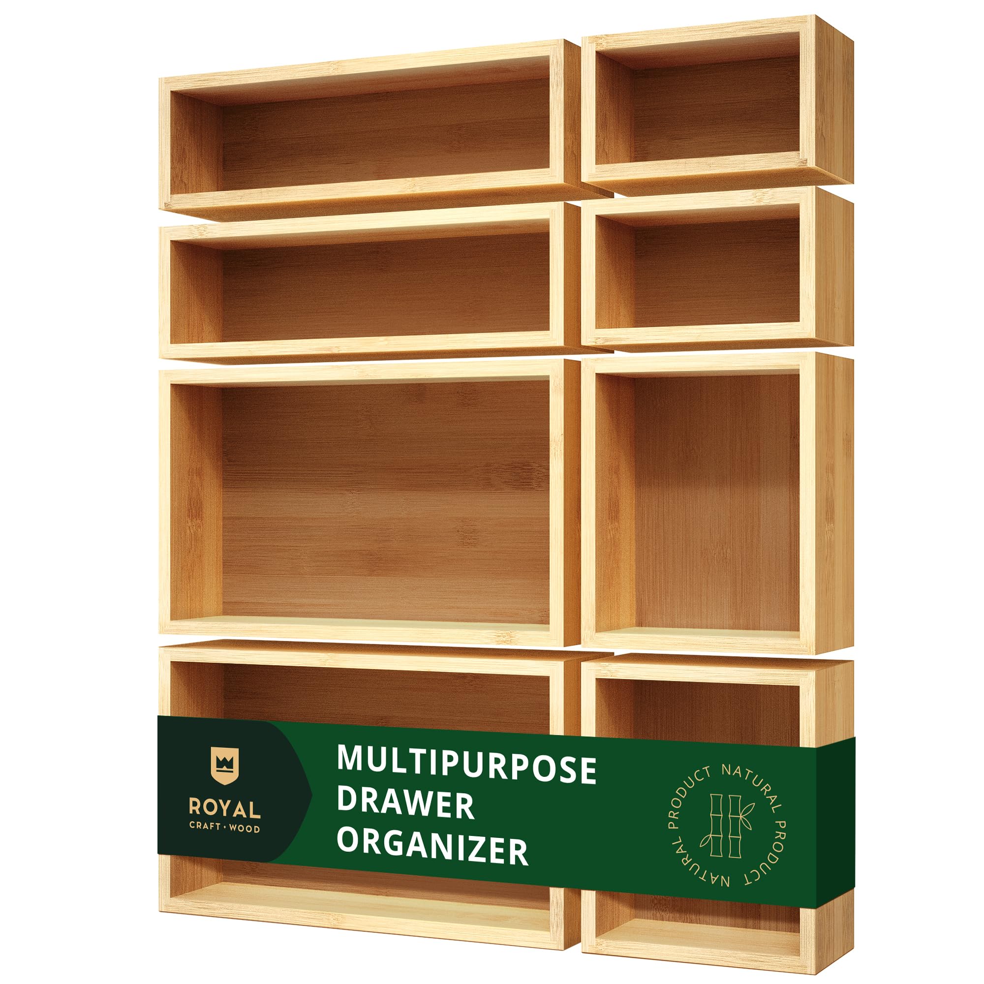 Bambus Schubladen-Organizer Set – 5-teilig für Küche & Bad