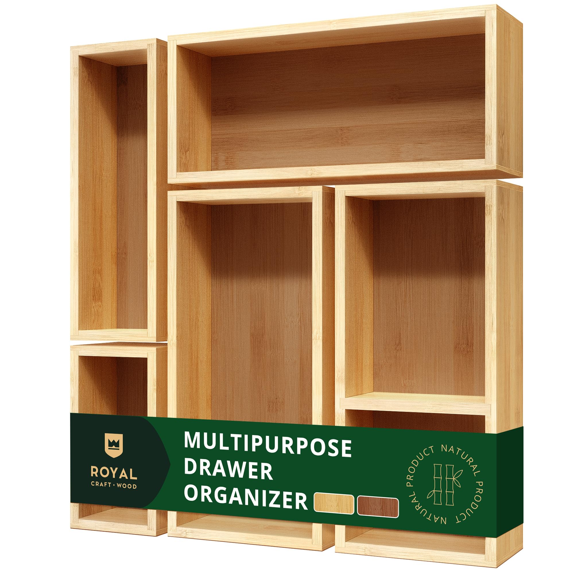 Bambus Schubladen-Organizer Set – 5-teilig für Küche & Bad